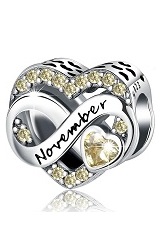 delightful silver heart November birthstone baby charm